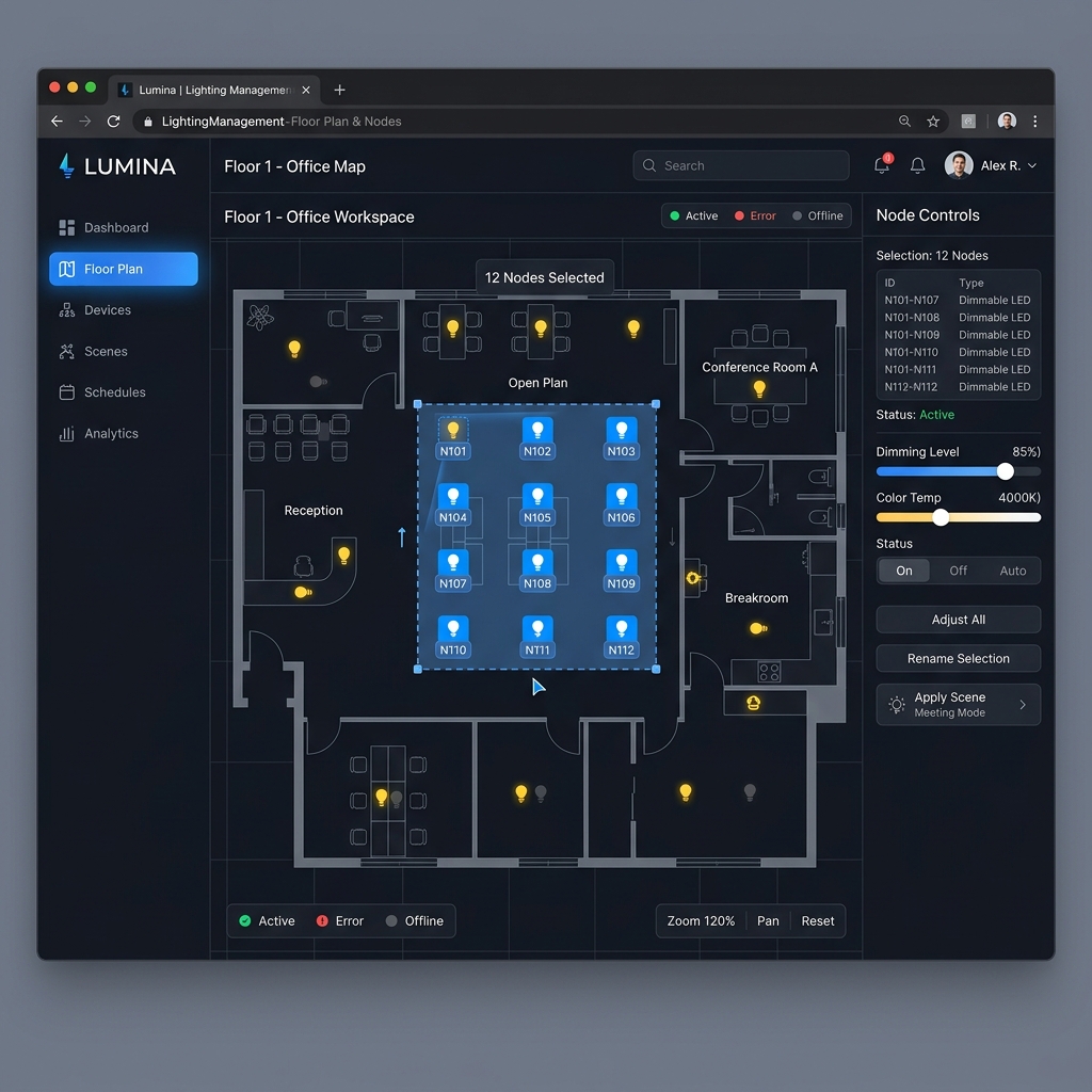 SaaS Dashboard Floorplan drag selection UI detail screen